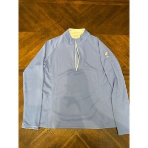 Straight Down Mens Blue Quarter Zip Golf Pullover Bighorn Logo Large NWT 470100